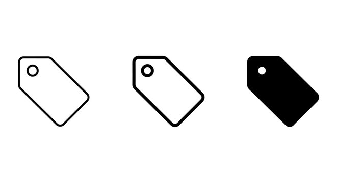 Blank Price Tag Icons, Retail Label Vector Set, Simple Sale Marker Graphics