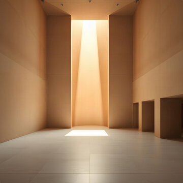 Dramatic Sunlight Through a Minimalist Architectural Light Well