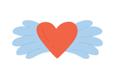 Fototapeta premium Heart with wings. Valentine day celebrate, romance and couple love vector illustration