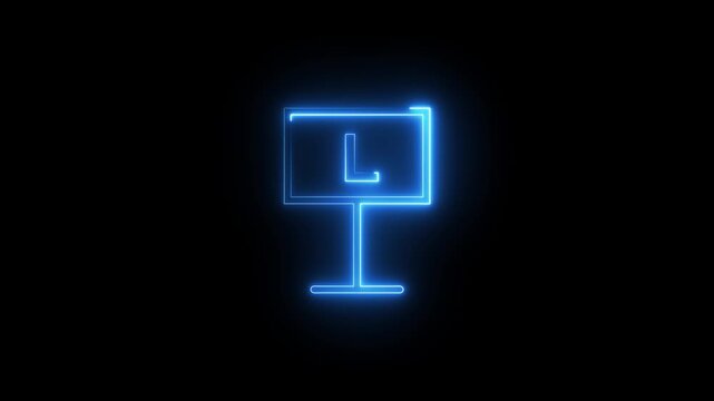 Neon blue letter l icon glowing on digital display sign for modern business visual branding.