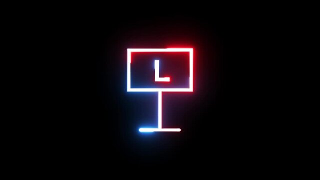Neon blue red glowing letter l sign symbol animation on black background for motion design.