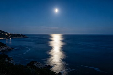 Obraz premium Tranquil Sea Under Moonlight