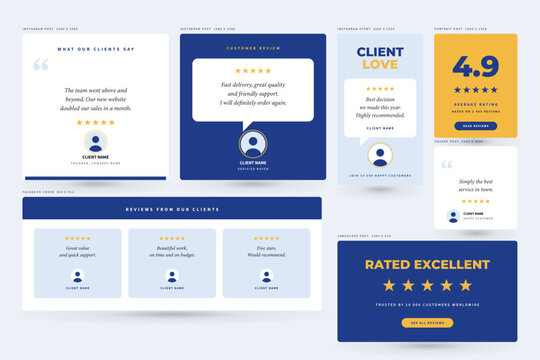 Testimonial social media post templates customer review fully editable