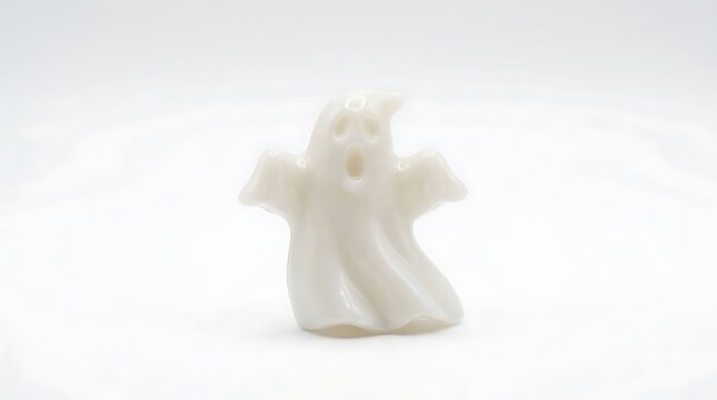 Translucent white ghost figurine with cutout eyes and mouth