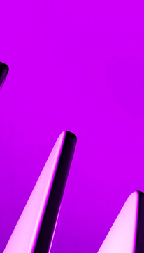 Three smooth vertical abstract objects with purple lighting