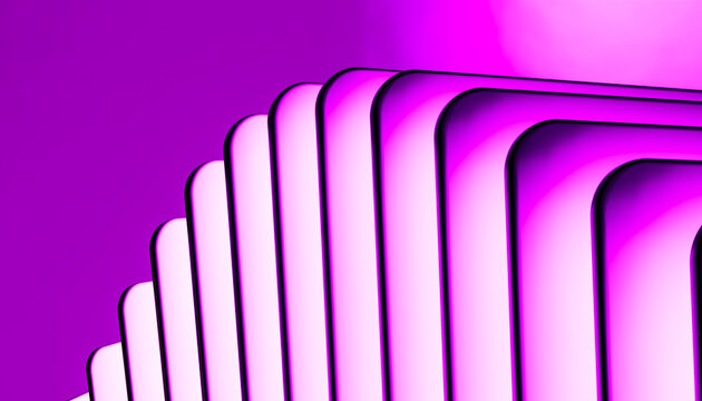 Stack of modern mobile phones fanned out on pink background