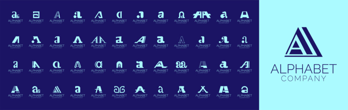 Logo A. Letter monogram. Alphabet template. Elegant simple. Sign marketing team, visual identifier. Corporate brand mark. modern visual typographic font. Vector badge garish company isolated set