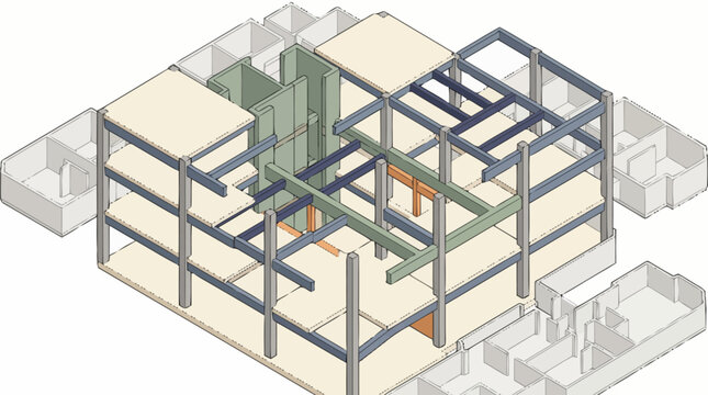 Modern Architectural Building Structural Framework Design.