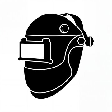 Black welding mask silhouette icon for industrial design