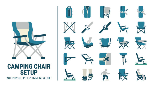 Camping Chair Setup Guide Step by Step Deployment and Use Illustrations