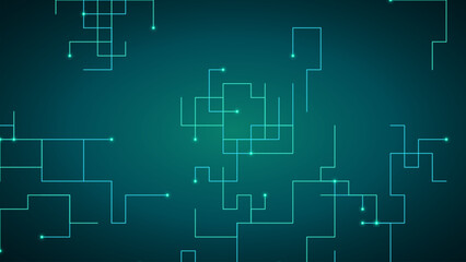 Fototapeta premium Abstract digital network background with glowing green lines and nodes