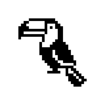 Pixel art toucan bird profile.