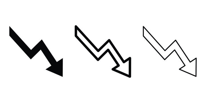 Loss chart icon silhouette vector outline and line art