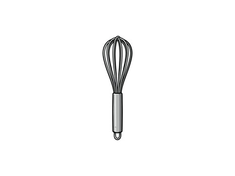 Stainless steel wire balloon whisk cooking kitchen utensil vector illustration isolated