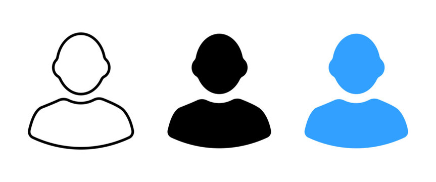User profile icon set, avatar and person account symbols