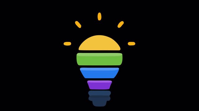 Colorful Rainbow Gradient Lightbulb Icon Vector Illustration on Dark Background for Creative Idea, Diversity Innovation, and Smart Solution