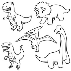 Cute dinosaur character hand drawn doodle style vector illustration © olllikeballoon