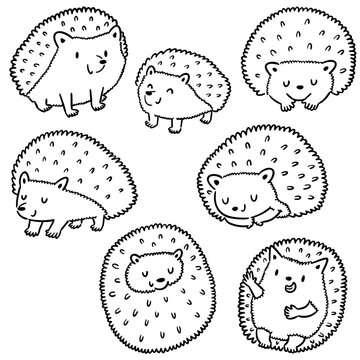 Cute hedgehog character hand drawn doodle style vector illustration