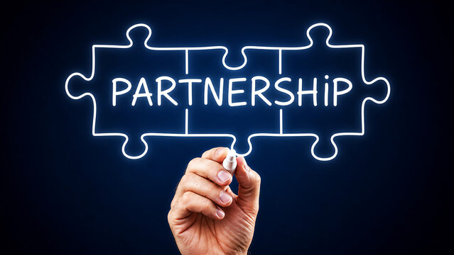 Business Partnership and Collaboration Concept with Puzzle Pieces