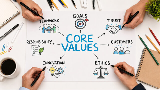 Core Business Values and Corporate Culture Concept