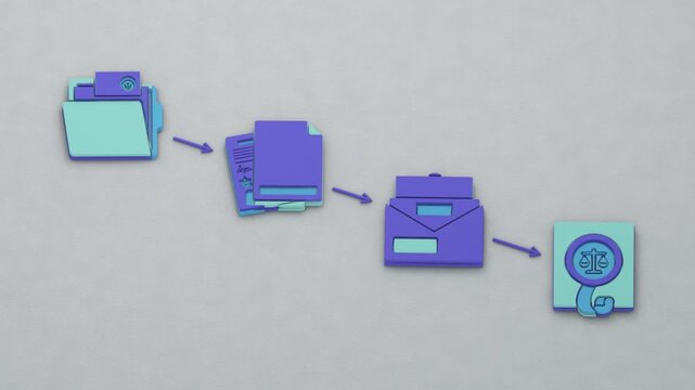 A probate file opens, a contract covenant breach is marked, and a garnishment writ redirects a diminished estate payout toward arrears. Flat 3D style.