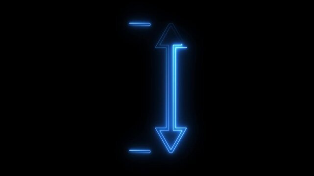 Neon blue resize icon animation showing vertical arrows indicating expansion or movement.