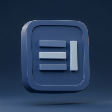 3D render style app icon with text layout and alignment symbol on dark blue