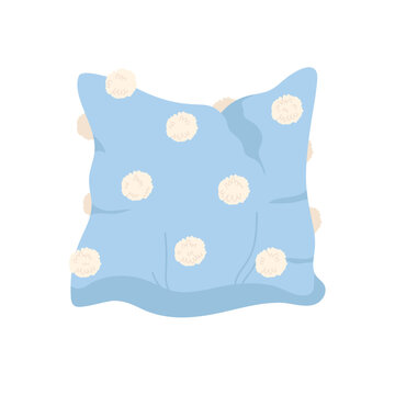 Soft decorative pillow. Bedroom cushion, sleeping bed object vector illustration