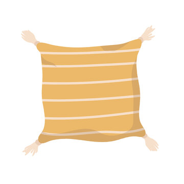 Decorative comfy pillow. Sleeping cushion, bedroom decorative pillow vector illustration