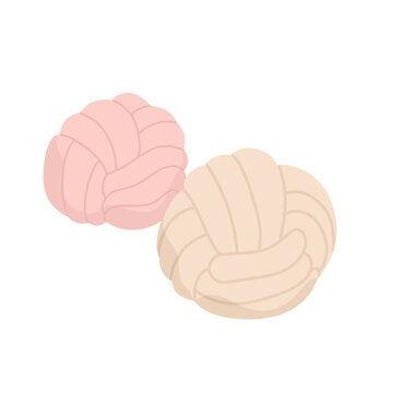 Silky round decorative pillows. Sleeping soft bedroom cushion vector illustration