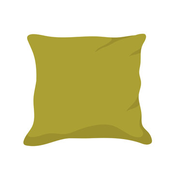Soft silky decorative pillow. Bedroom cushion, sleeping object, orthopedic pillow vector illustration