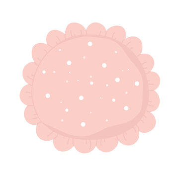Round silky pillow. Sleeping bedroom cushion, decorative cushion sofa vector illustration