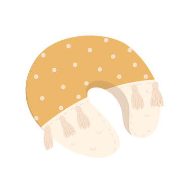 Neck soft pillow. Travelling comfy pillow, sleeping transport cushion vector illustration