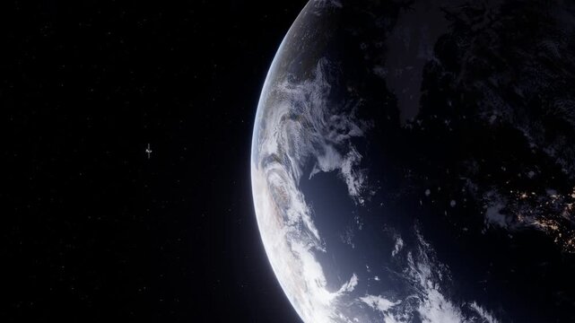 Satellite in Space, and earth,3D illustration. Elements of this image furnished by NASA.