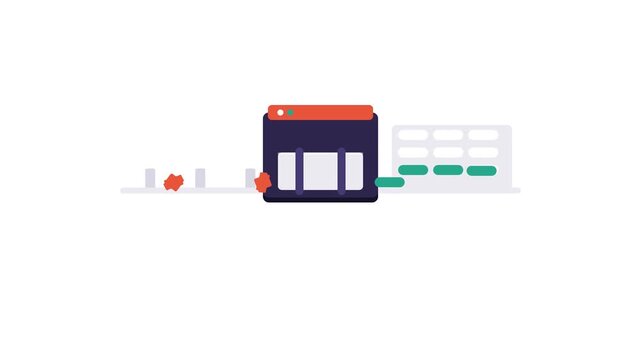 Website Development and Content Management System Flat Vector Illustration