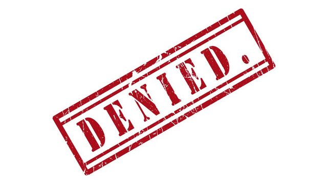 denied grunge red text animation rubber stamp seal isolated on black background green screen chroma key