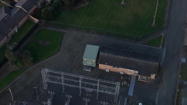 Croydon, Australia - 02 September 2026: Aerial view of Croydon Zone Substation with electrical infrastructure, power lines, and surrounding residential area.
