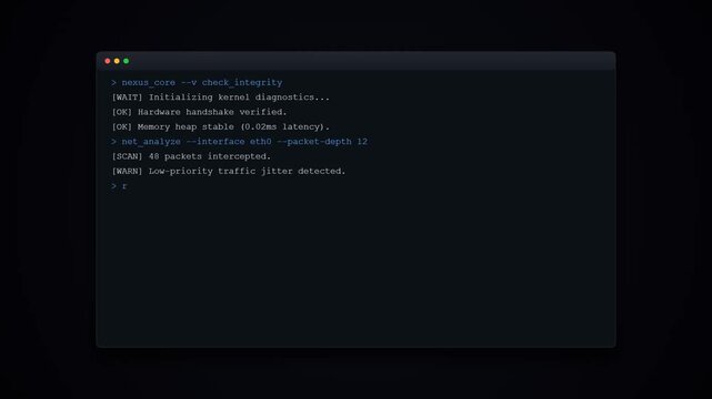 Computer Terminal Screen Displaying Kernel Diagnostics Network Analysis and System Status Updates