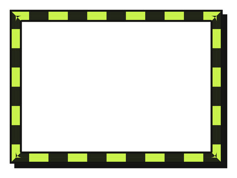 Lime green checkerboard picture frame PNG with transparent background, a two row checker of lime and black that turns each corner cleanly, isolated blank frame border for social media posts