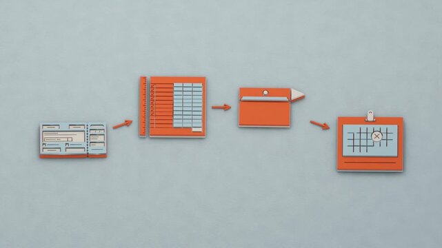 An expense accrues, a chargeback introduces a variance, and reconciliation follows defined checkpoints to post the correcting journal entry before close. Flat 3D style.