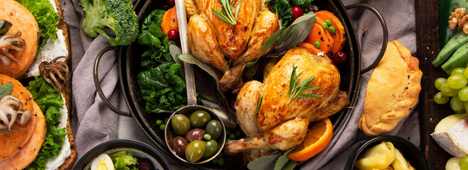 Various dishes for family lunch.