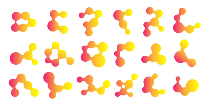 Connect metaball blob abstract gradient organic fluid colorful liquid drop sphere creative poster background yellow orange, vector illustration