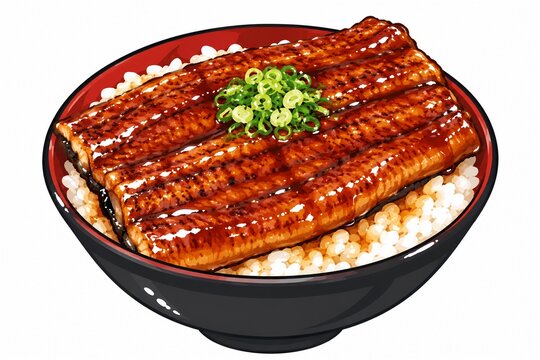 甘辛いタレで焼き上げられた香ばしいうなぎの蒲焼きが乗ったうな丼