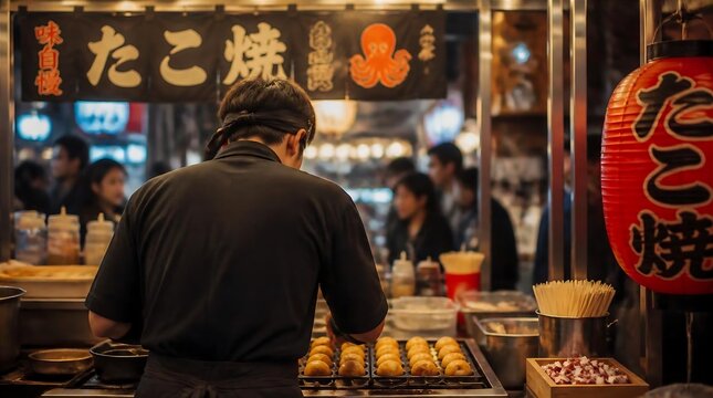 Yakitori chicken skewers grilling at Japanese night street food festival