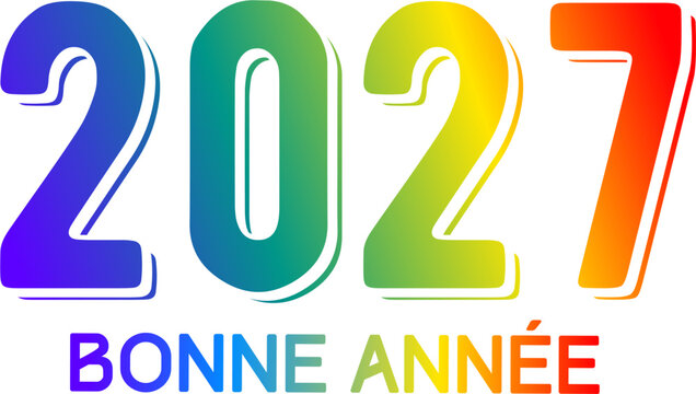 gradient 2027 numbers with French "BONNE ANN&Eacute;E" text for New Year celebration graphics