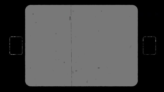 Vintage Super 8mm Film Strip Frame overlay. Old film tape overlay. Using a striped noise effect. Super 8 mm border frames film overlay noise dirt vintage. 4K Video.