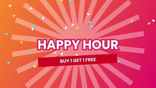 Happy hour animation buy 1 get 1