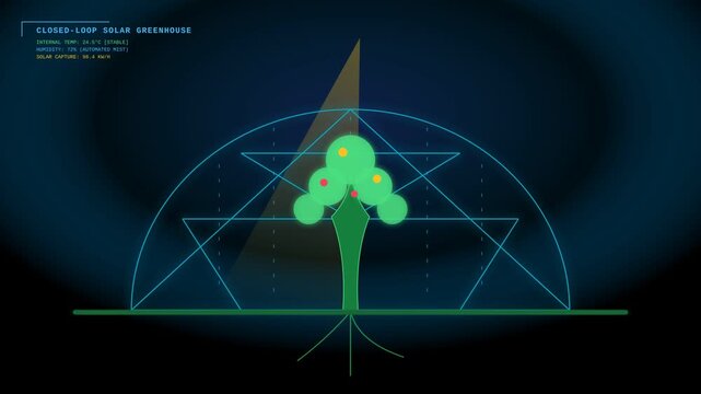 Futuristic Digital Schematic Design for a Sustainable Closed Loop Solar Powered Greenhouse System