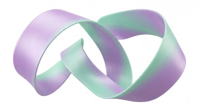 3D Abstract Mobius Strip with Pastel Gradient on White Background