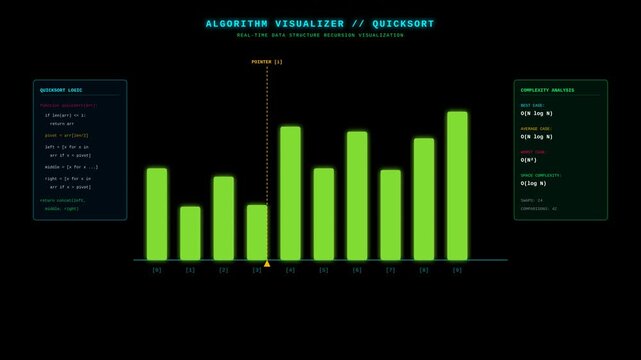 QuickSort Algorithm Visualization for Computer Science Education and Data Processing Concepts
